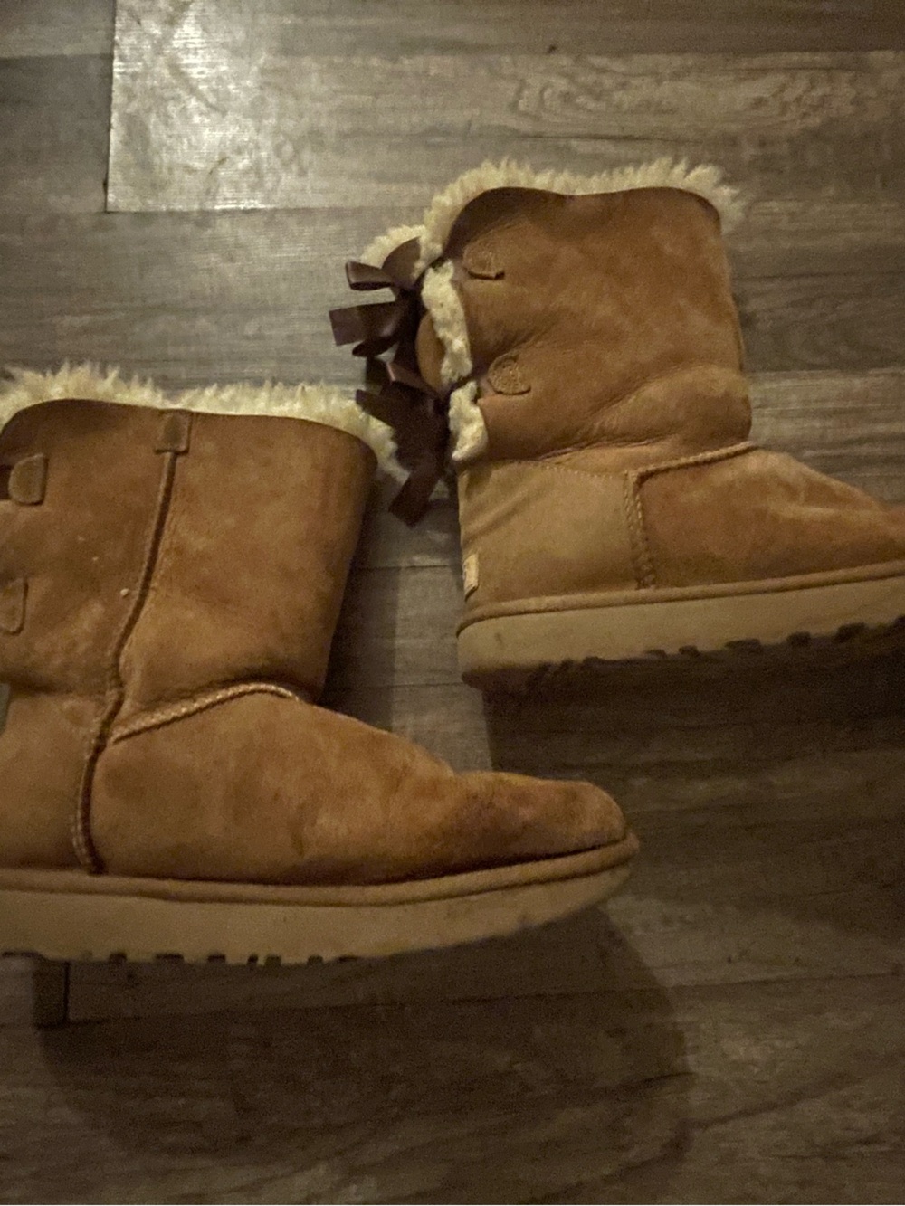 UGG Chestnut Suede Shearling Bow-Back Women's Boots